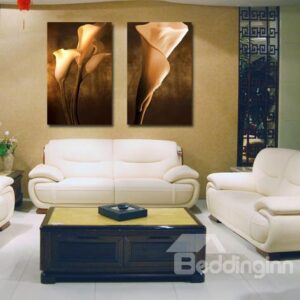New Arrival Elegant Brown Flowers Print 2-piece Cross Film Wall Art Prints