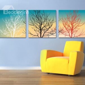 New Arrival Modern Style Abstract Trees Print 3-piece Cross Film Wall Art Prints