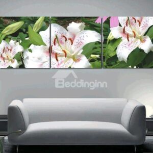 New Arrival Beautiful Lilies Print 3-piece Cross Film Wall Art Prints