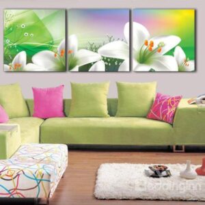 New Arrival Lovely Lily Flowers Print 3-piece Cross Film Wall Art Prints