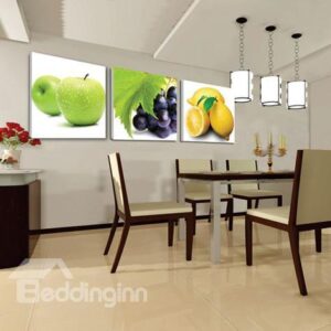 New Arrival Cute Fresh Fruits Print 3-piece Cross Film Wall Art Prints