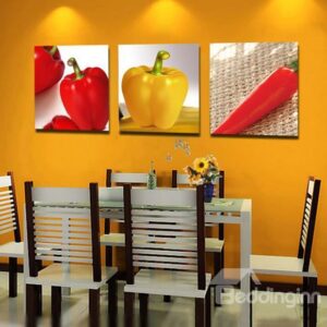 New Arrival Lovely Red Chillies Print 3-piece Cross Film Wall Art Prints