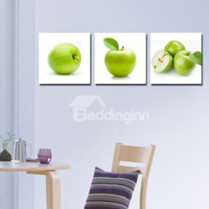New Arrival Lovely Green Apples Print 3-piece Cross Film Wall Art Prints
