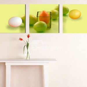 New Arrival Lovely Colorful Eggs Print 3-piece Cross Film Wall Art Prints