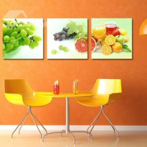 New Arrival Adorable Various Fruits Print 3-piece Cross Film Wall Art Prints