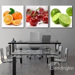 New Arrival Beautiful Colorful Fruits Print 3-piece Cross Film Wall Art Prints