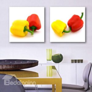 New Arrival Lovely Red and Yellow Peppers Print 2-piece Cross Film Wall Art Prints