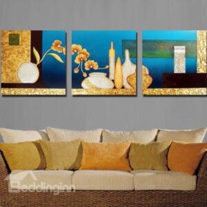 New Arrival Modern Style Abstract Pottery Print 3-piece Cross Film Wall Art Prints