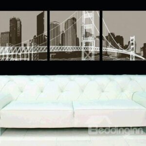 New Arrival Elegant Big City and Bridge Print 3-piece Cross Film Wall Art Prints