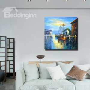 New Arrival Oil-painting Style Lovely Waterside Scenery Print Cross Film Wall Art Prints
