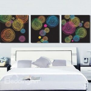 New Arrival Modern Abstract Colorful Circles Print 3-piece Cross Film Wall Art Prints