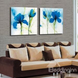 New Arrival Amazing Blue Flowers Print 2-piece Cross Film Wall Art Prints