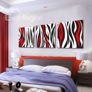 New Arrival Modern Black and Red Irregular Lines Print 3-piece Cross Film Wall Art Prints