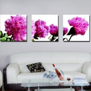 New Arrival Romantic Purple Flowers Print 3-piece Cross Film Wall Art Prints