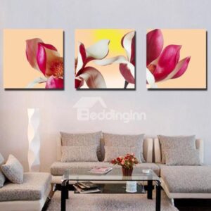 New Arrival Lovely Red Petals and Stamen Print 3-piece Cross Film Wall Art Prints