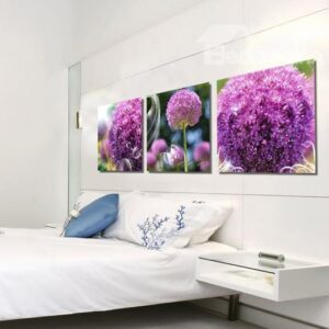 New Arrival Lovely Purple Hydrangea Flowers Print 3-piece Cross Film Wall Art Prints