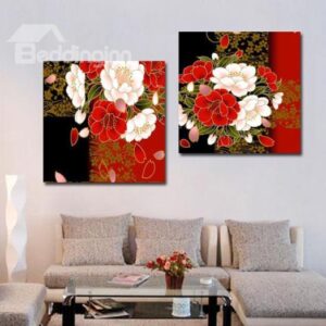 New Arrival Luxurious Flowers Print 2-piece Cross Film Wall Art Prints