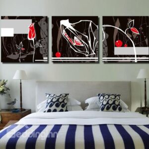 New Arrival Lovely Abstract Modern Roses Print 3-piece Cross Film Wall Art Prints