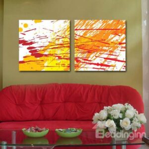 New Arrival Lovely Yellow and Orange Patterns Print 2-piece Cross Film Wall Art Prints