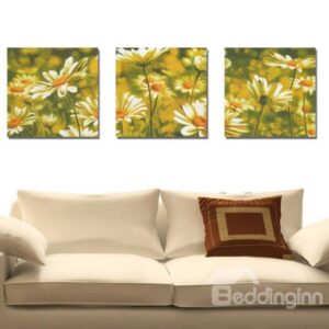 New Arrival Beautiful Golden Daisy Flowers Print 3-piece Cross Film Wall Art Prints