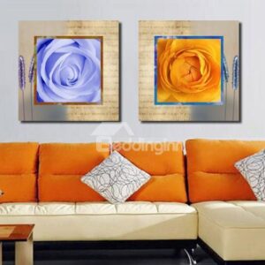 New Arrival Beautiful Roses Beige Borders Print 2-piece Cross Film Wall Art Prints