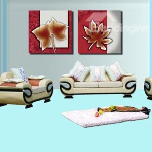 New Arrival Elegant Maple Leaves Print 2-piece Cross Film Wall Art Prints
