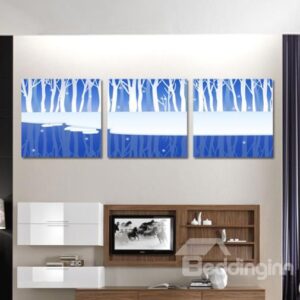 New Arrival Lovely White Snow and Trees Print 3-piece Cross Film Wall Art Prints