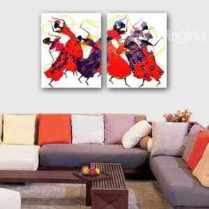 New Arrival Lovely Dancing Ladies Print 2-piece Cross Film Wall Art Prints