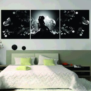 New Arrival Elegant Lady and Floral Patterns Print 3-piece Cross Film Wall Art Prints