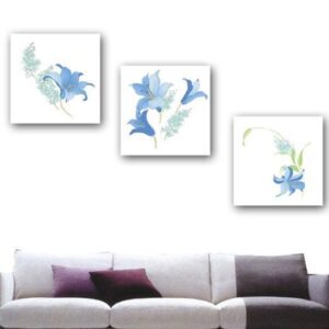 New Arrival Lovely Blue Lily Flowers Print 3-piece Cross Film Wall Art Prints