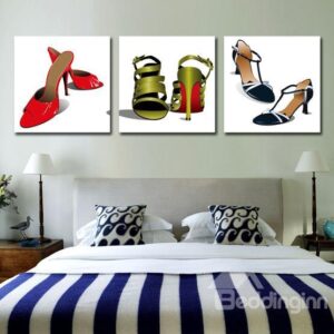 New Arrival Lovely Lady High Heels Print 3-piece Cross Film Wall Art Prints