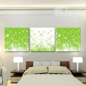New Arrival Lovely Green Grass Print 3-piece Cross Film Wall Art Prints