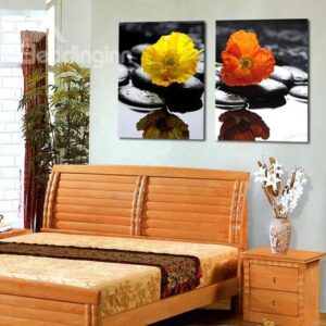 New Arrival Lovely Flowers on Cobblestones Print 2-piece Cross Film Wall Art Prints