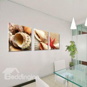 New Arrival Lovely Shells on the Beach Print 3-piece Cross Film Wall Art Prints