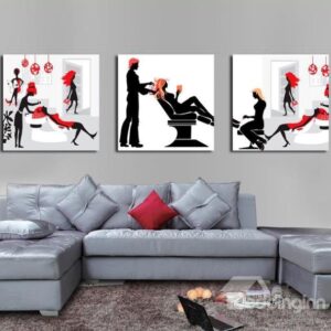 New Arrival Lovely People in Barbershop Print 3-piece Cross Film Wall Art Prints