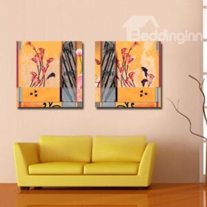 New Arrival Stylish Callas and Bamboo Print 2-piece White Cross Film Wall Art Prints