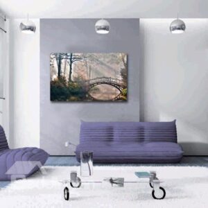 New Arrival Beautiful Wooden Bridge in Forest Print Cross Film Wall Art Prints