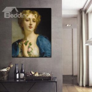 New Arrival Beautiful Lady in Blue Coat Painting Print Cross Film Wall Art Prints