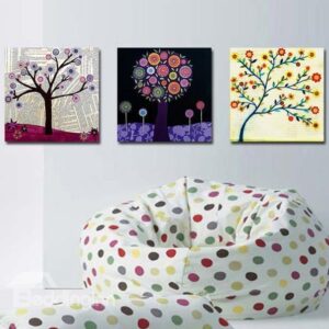 New Arrival Beautiful Small Cartoon Flowers Print 3-piece Cross Film Wall Art Prints