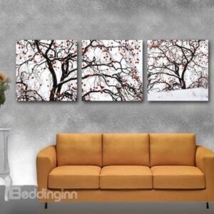 New Arrival Lovely Trees and Snow Print 3-piece Cross Film Wall Art Prints