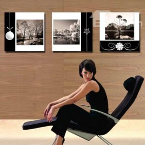 New Arrival Elegant Trees and Floral Borders Print 3-piece Cross Film Wall Art Prints