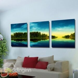 New Arrival Beautiful Green Trees and Blue Sky Print 3-piece Cross Film Wall Art Prints