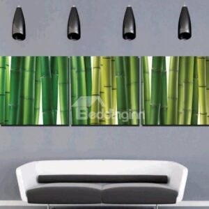 New Arrival Lovely Green Bamboo Joints Print 3-piece Cross Film Wall Art Prints