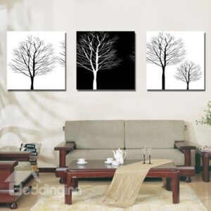 New Arrival Monochromatic Tree Print 3-piece Cross Film Wall Art Prints