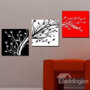 New Arrival Lovely Tree Branches and Leaves Print 3-piece Cross Film Wall Art Prints