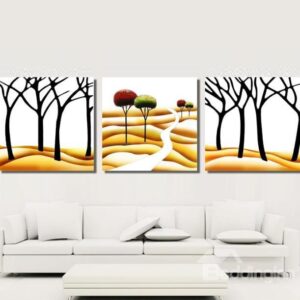 New Arrival Modern Trees on Desert Painting Print 3-piece Cross Film Wall Art Prints