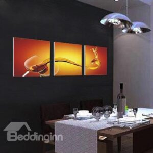 New Arrival Elegant Wine in Glass Print 3-piece Cross Film Wall Art Prints