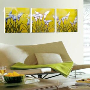 New Arrival Oil-painting Style Lovely Calla Flowers Print 3-piece Cross Film Wall Art Prints