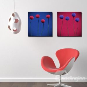 New Arrival Modern Style Lovely Blue and Red Flowers Print 2-piece Cross Film Wall Art Prints