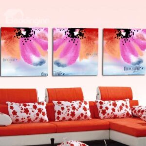 New Arrival Beautiful Colorful Petals and Fish Print 3-piece Cross Film Wall Art Prints